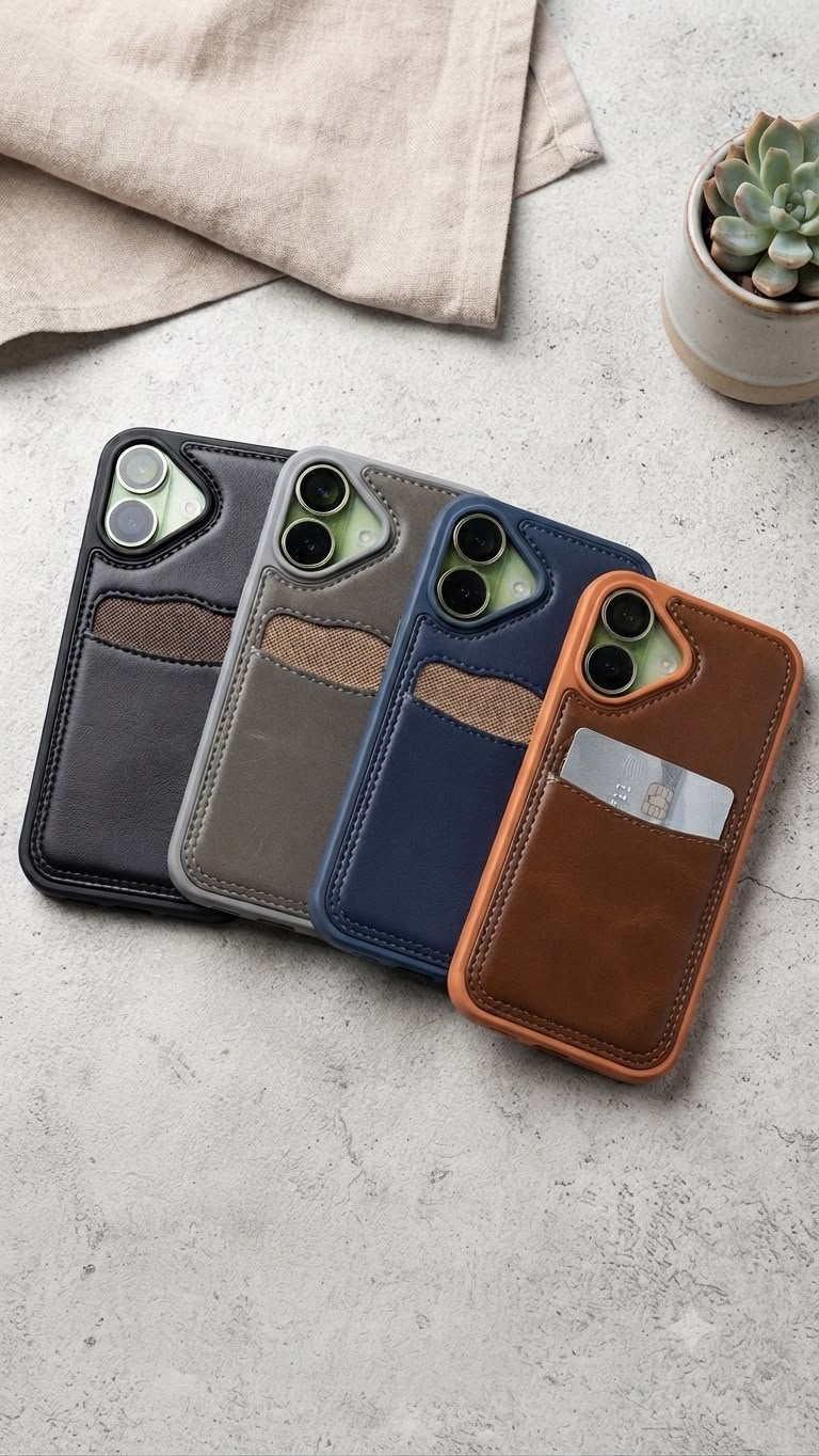 iPhone 17 Premium Leather Wallet Cover